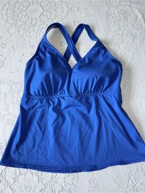 Lands End Royal Blue Crossback Swim Tank 14DD Tankini top